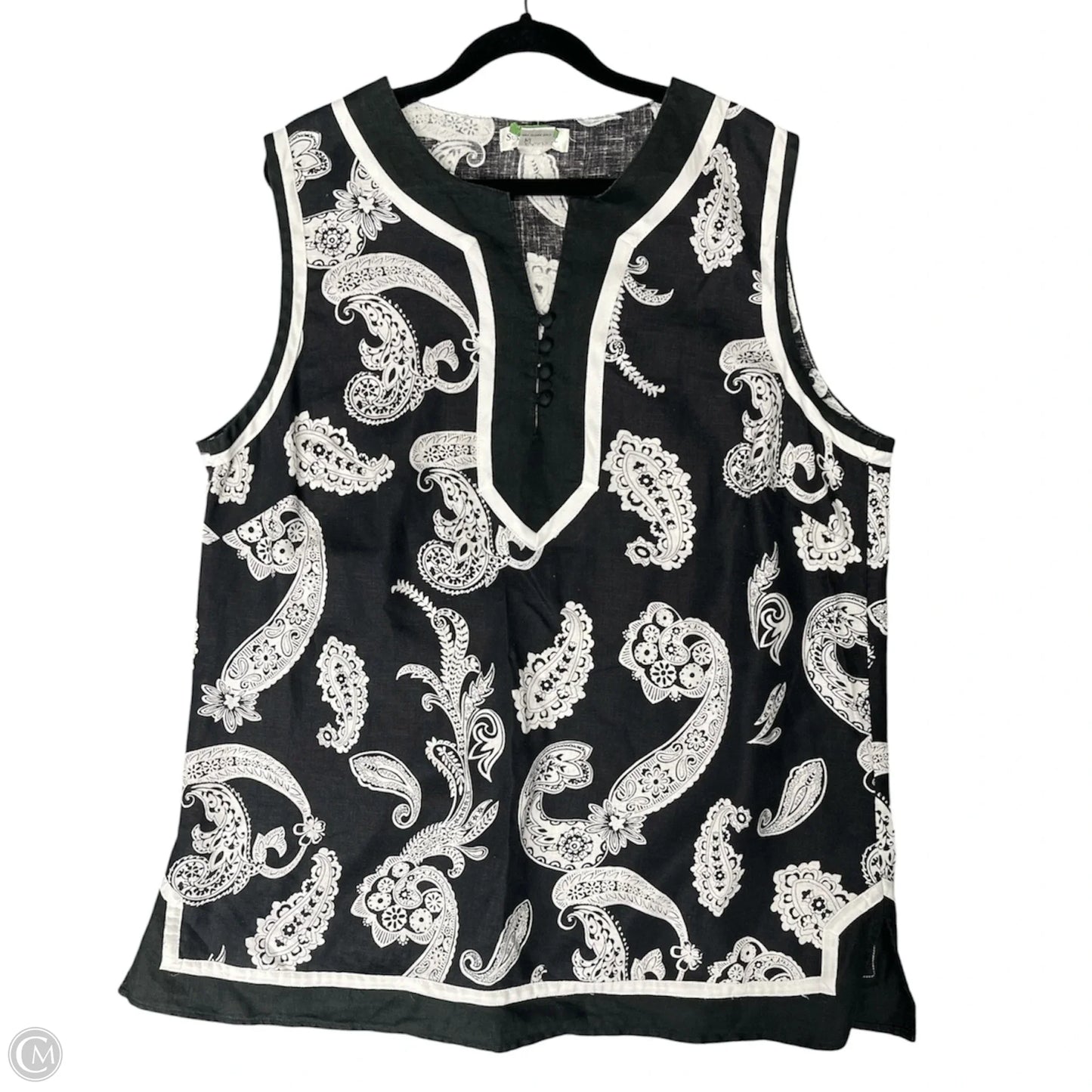 Top Sleeveless By Susan Bristol In Black & White, Size: Xl