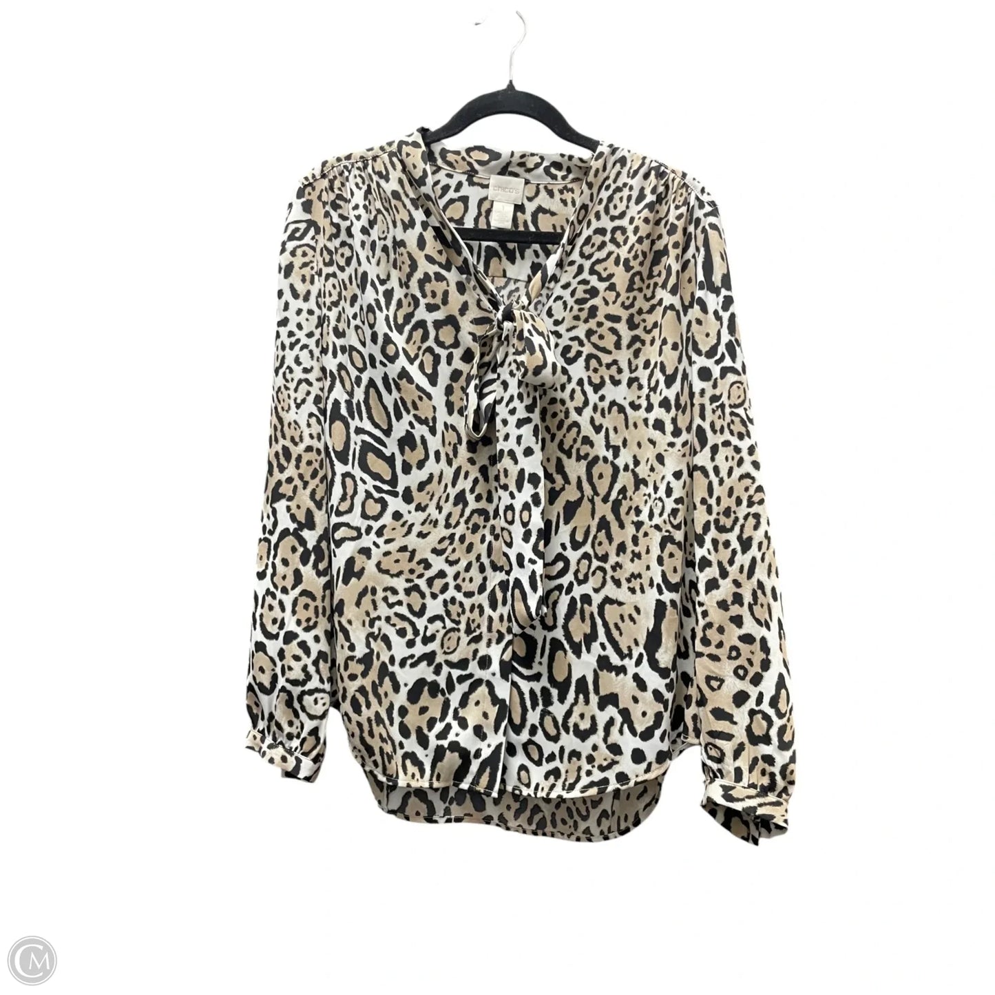 Top Long Sleeve By Chicos In Leopard Print, Size: M