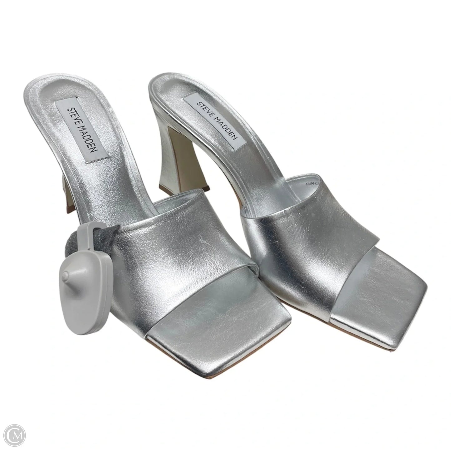 Sandals Heels Stiletto By Steve Madden In Silver, Size: 9.5