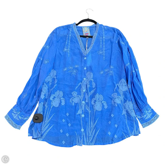 Top Long Sleeve Designer By Johnny Was In Blue, Size: M