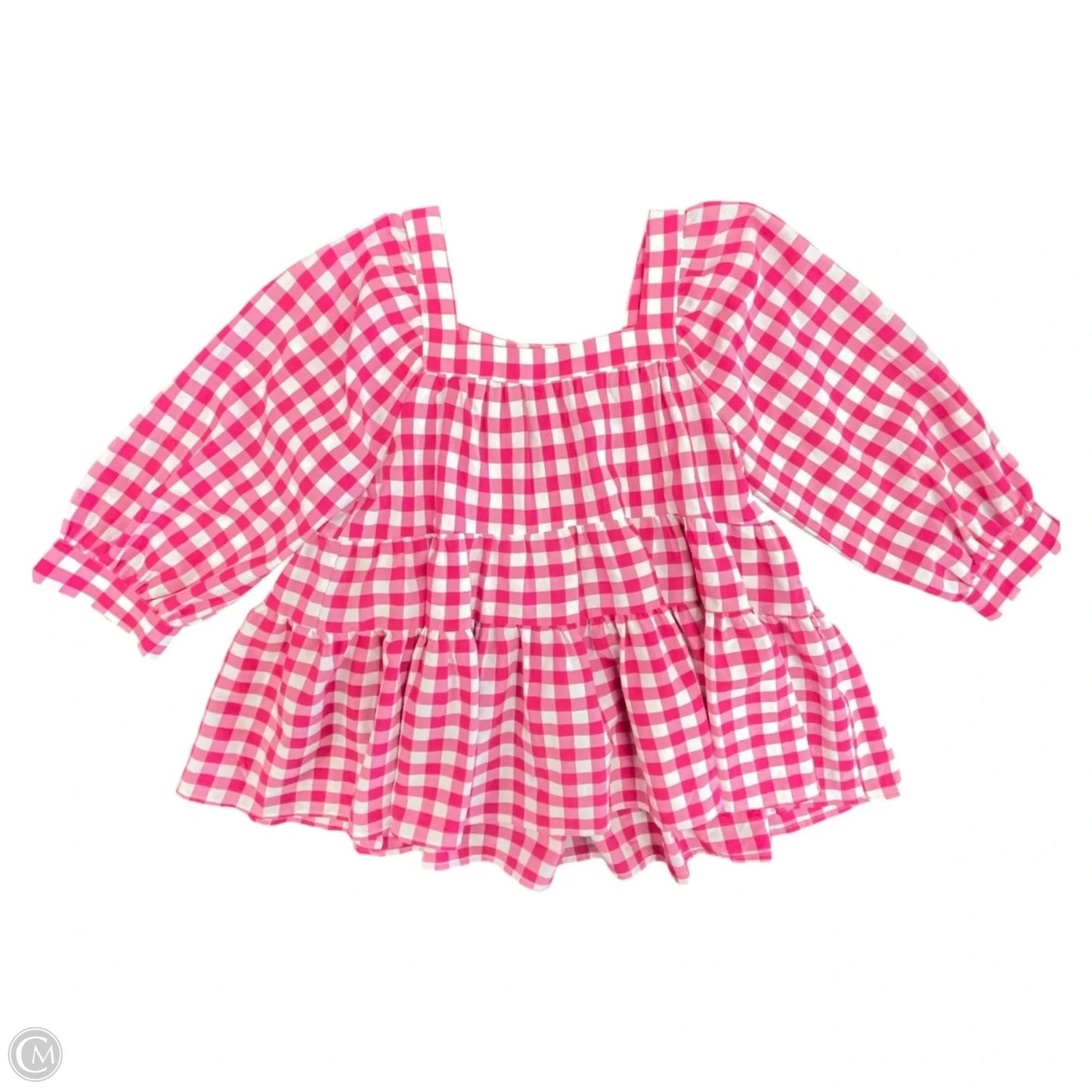 Blouse 3/4 Sleeve By Entro In Checkered Pattern, Size: S