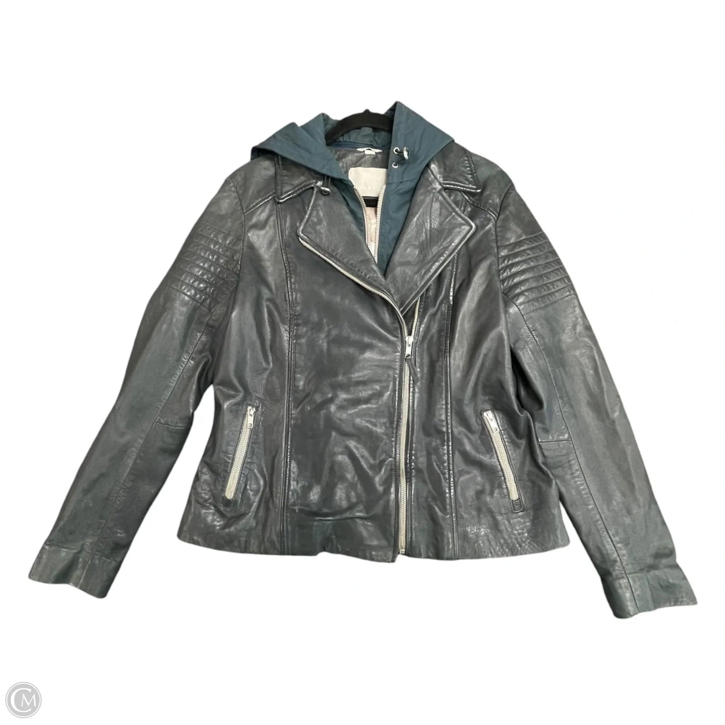 Jacket Leather By Cmb In Grey, Size: Xl
