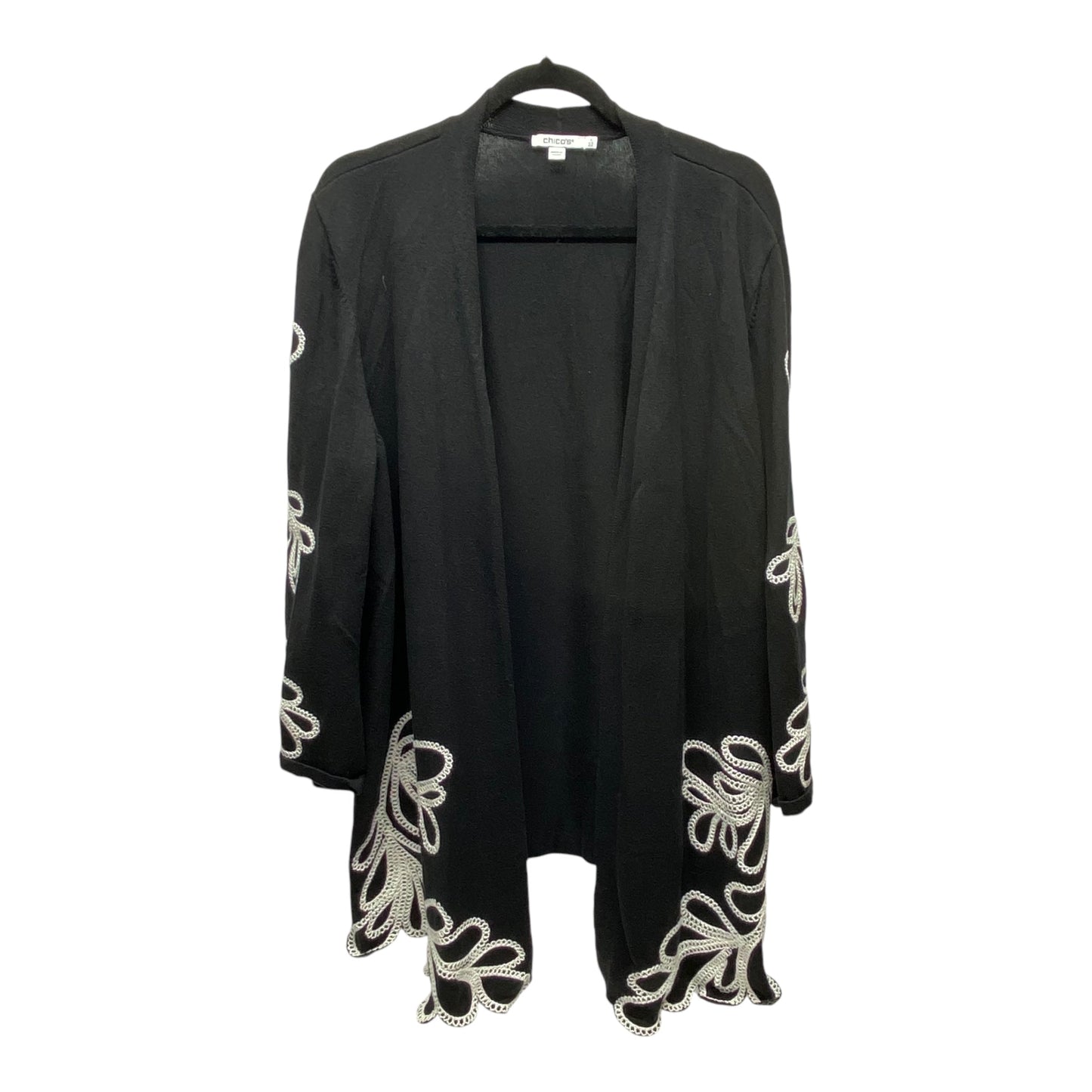 Cardigan By Chicos In Black & White, Size: 2x