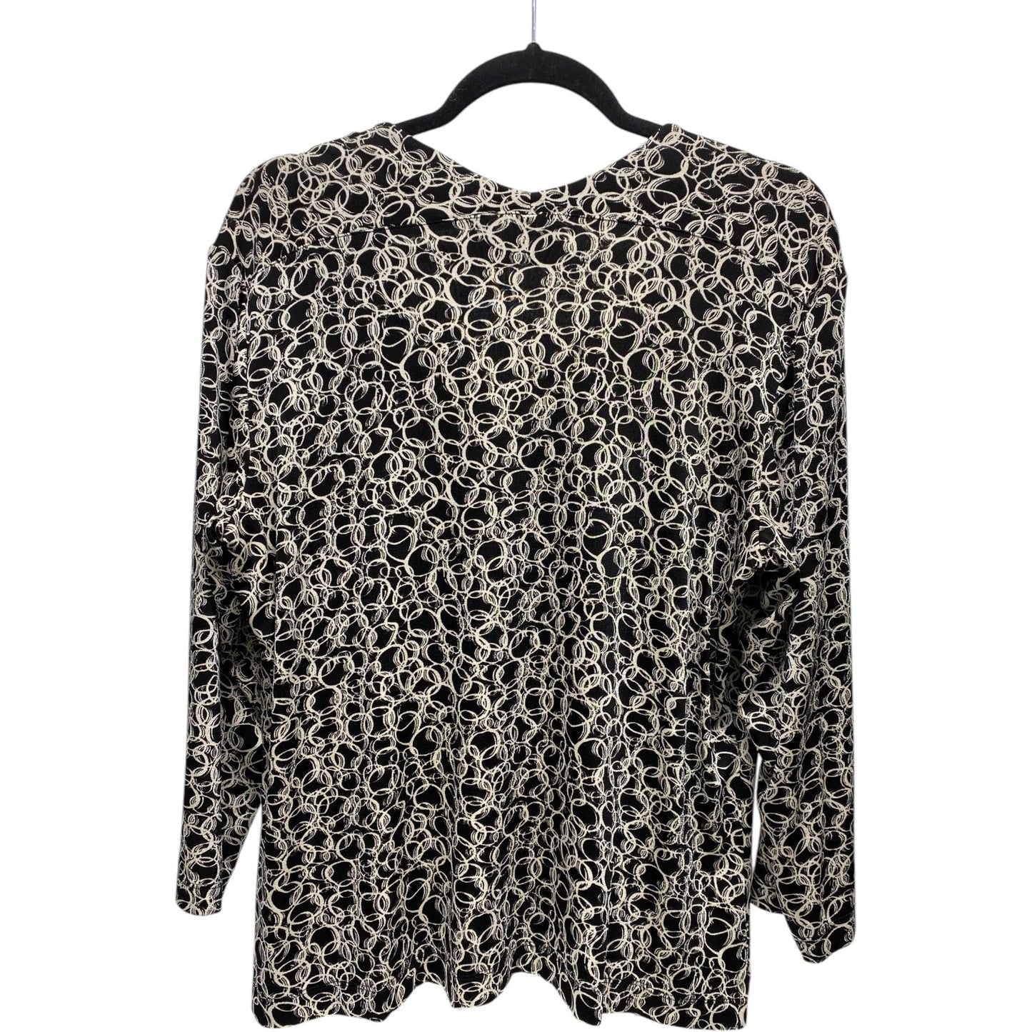 Top 3/4 Sleeve By Chicos In Black & White, Size: Xl