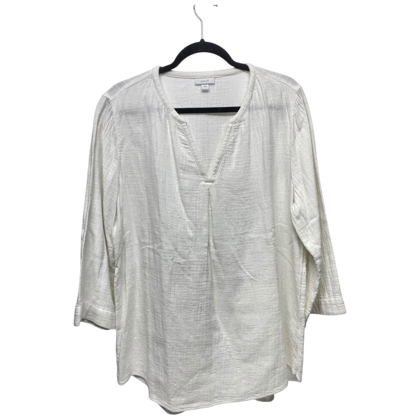 Top 3/4 Sleeve By Pure Jill In White, Size: L