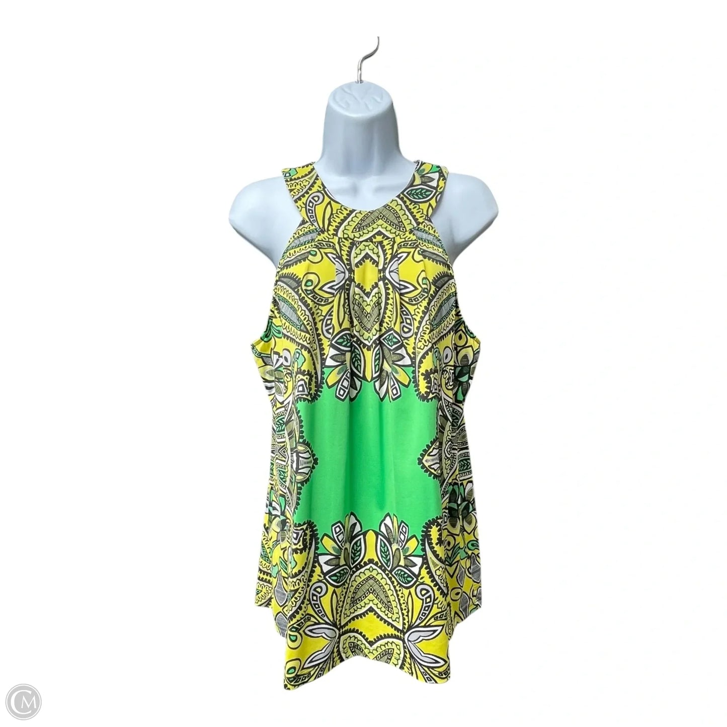 Top Sleeveless By Inc In Green & Yellow, Size: Xl