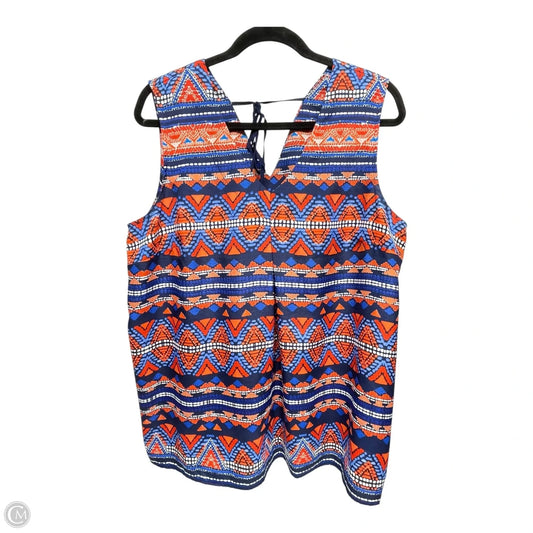 Top Sleeveless By Peck And Peck In Blue & Orange, Size: Xl