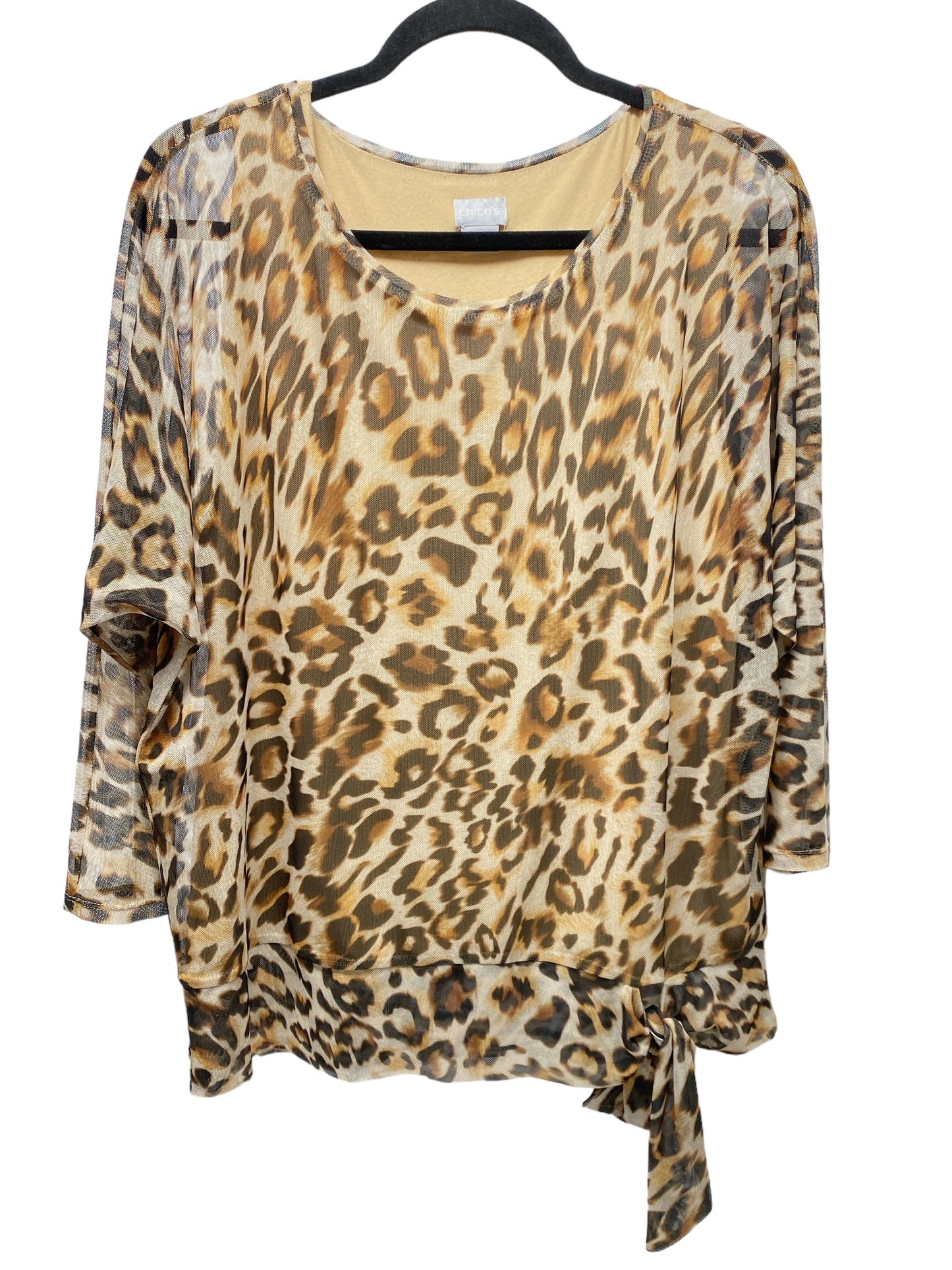 Top 3/4 Sleeve By Chicos In Animal Print, Size: L