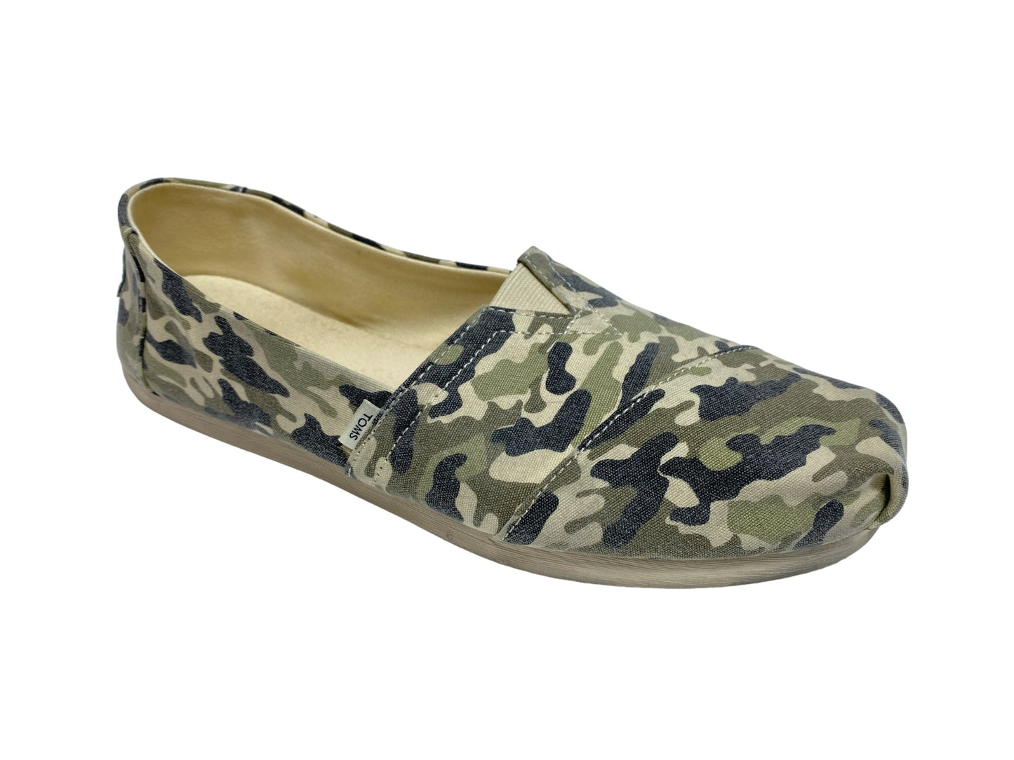 Camouflage Print Shoes Flats Toms, Size 10