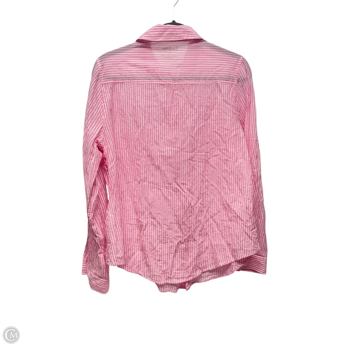 Top Long Sleeve Designer By Lilly Pulitzer In Pink & White, Size: L