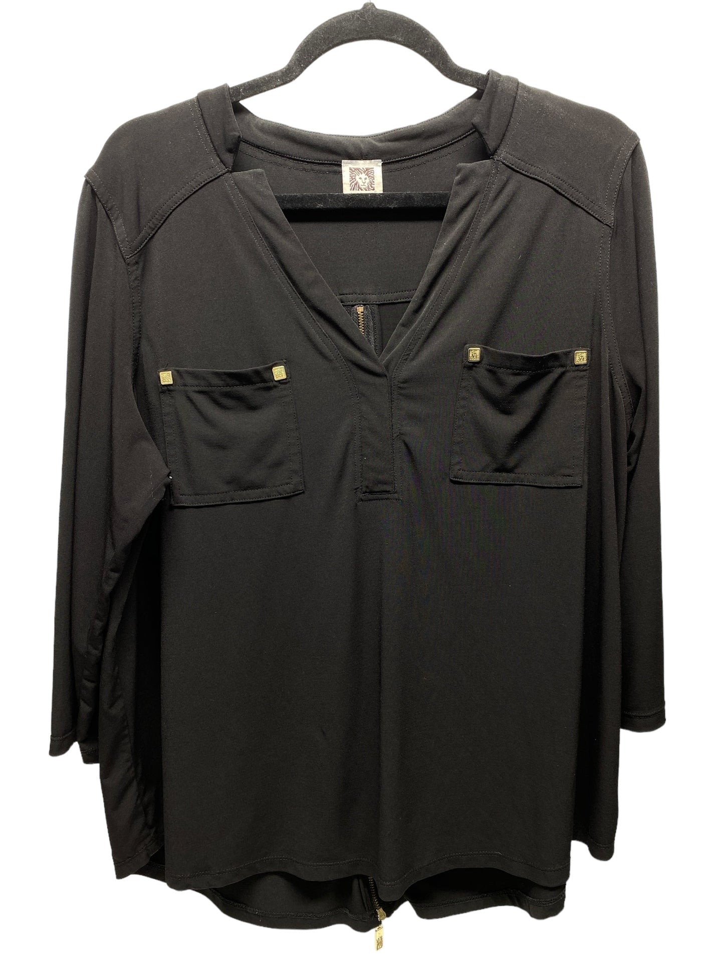 Top 3/4 Sleeve By Anne Klein In Black, Size: Xl