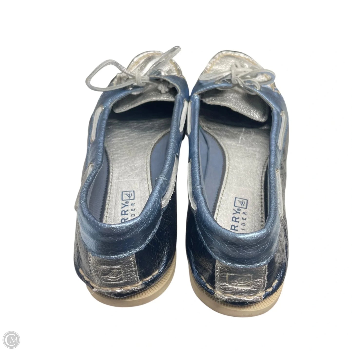 Shoes Flats By Sperry In Blue & Silver, Size: 7.5