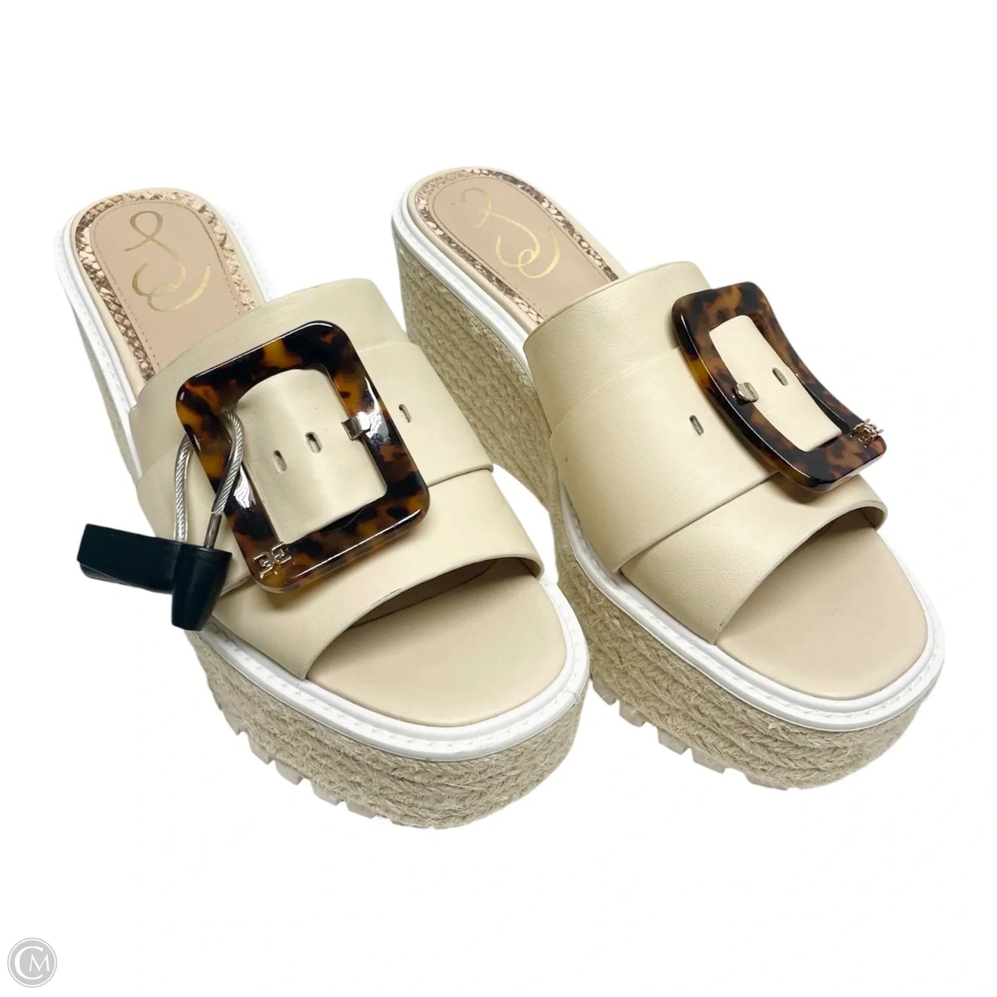 Sandals Heels Block By Sam Edelman In Tan & White, Size: 8