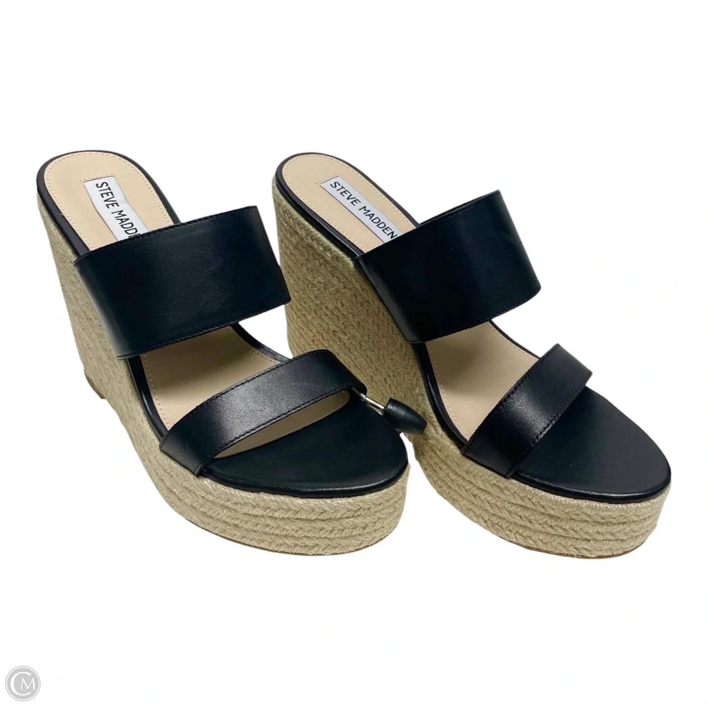 Sandals Heels Block By Steve Madden In Black & Tan, Size: 8