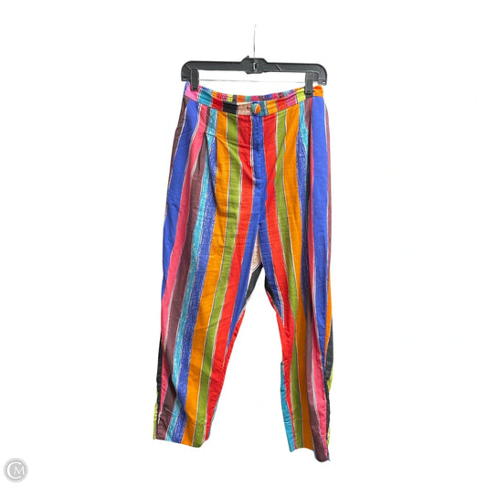 Pants Designer By Farm Rio In Striped Pattern, Size: L