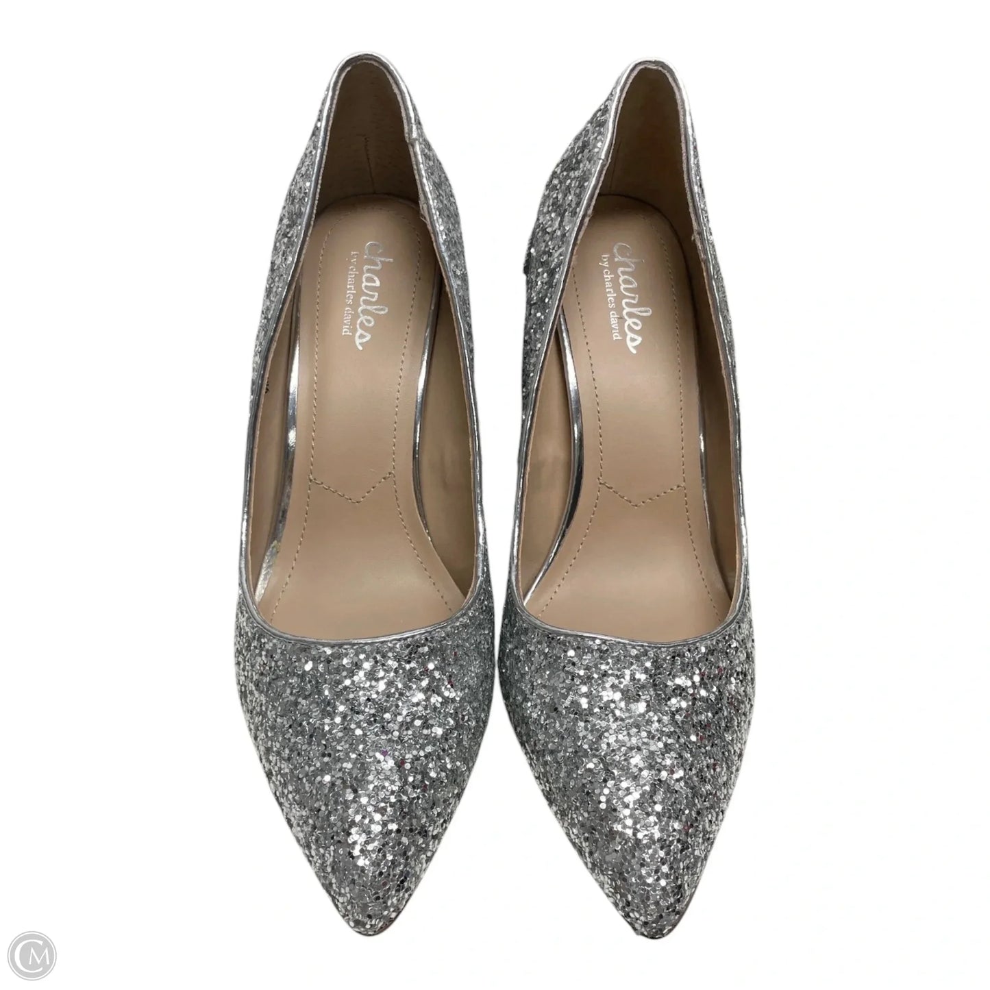 Shoes Heels Stiletto By Charles David In Silver, Size: 9