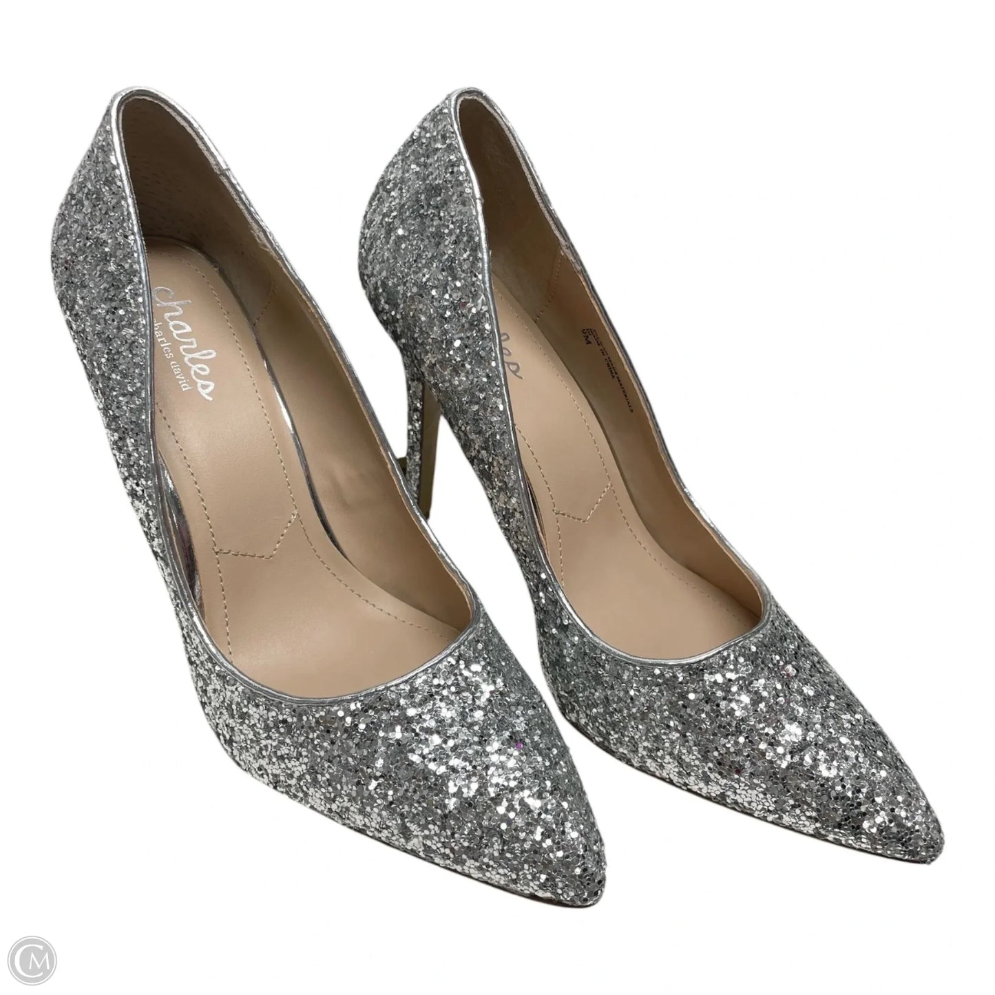 Shoes Heels Stiletto By Charles David In Silver, Size: 9