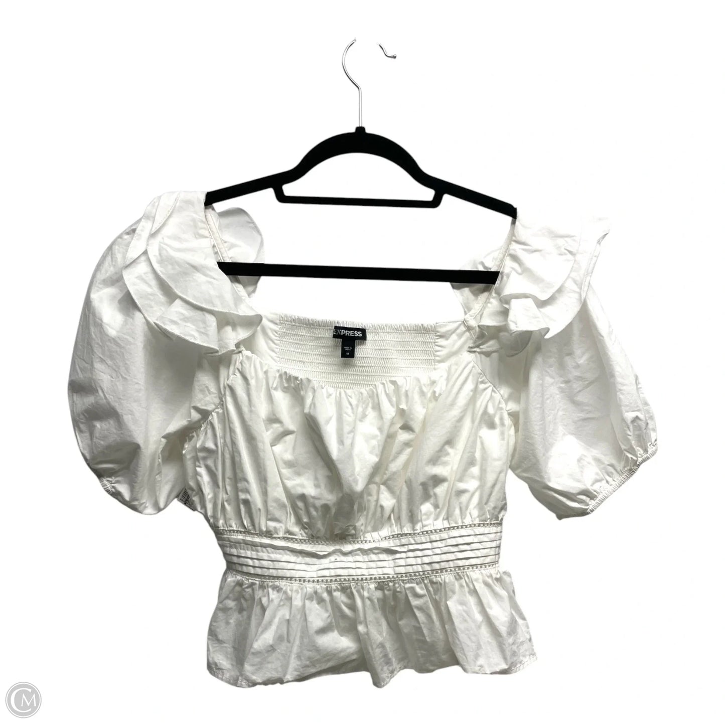 Top Short Sleeve By Express In White, Size: M