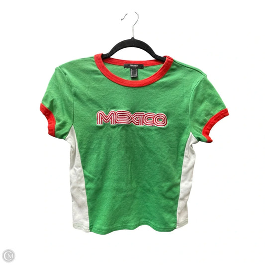 Top Short Sleeve By Forever 21 In Green & Red, Size: M