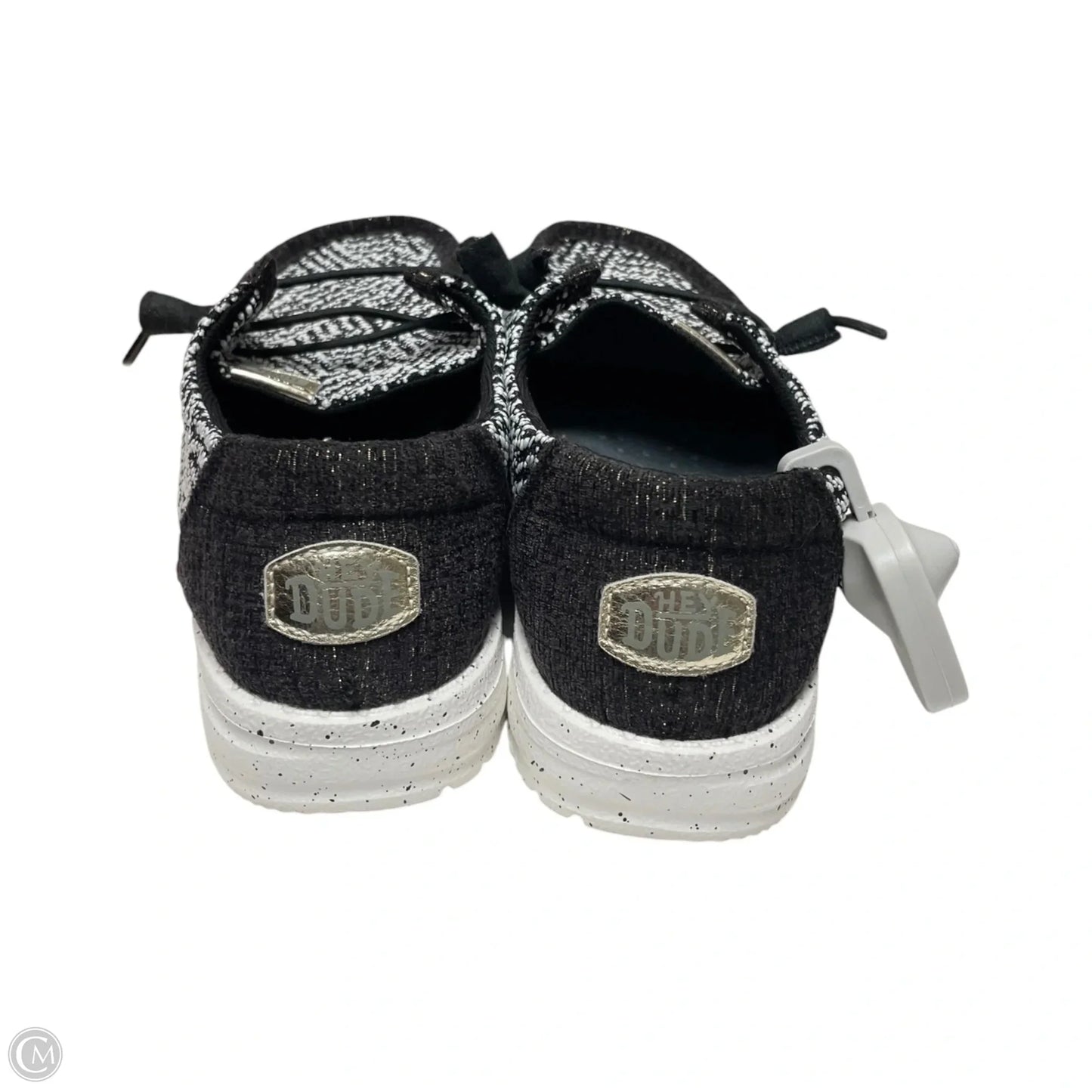 Shoes Flats By Hey Dude In Black & White, Size: 7