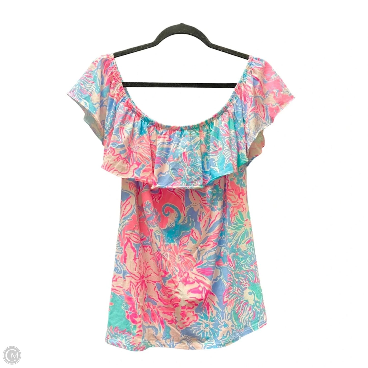 Top Short Sleeve By Lilly Pulitzer In Blue & Pink, Size: L