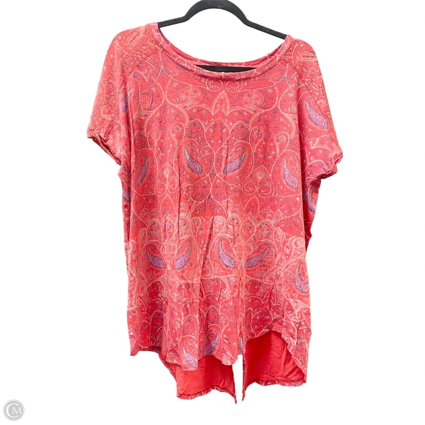 Top Short Sleeve By Lucky Brand In Blue Red & White, Size: 2x