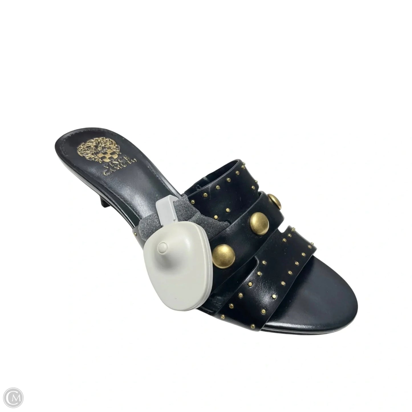 Sandals Heels Kitten By Vince Camuto In Black & Gold, Size: 7