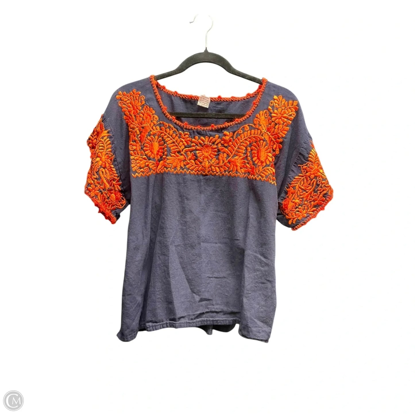Top Short Sleeve By Clothes Mentor In Blue & Orange, Size: M