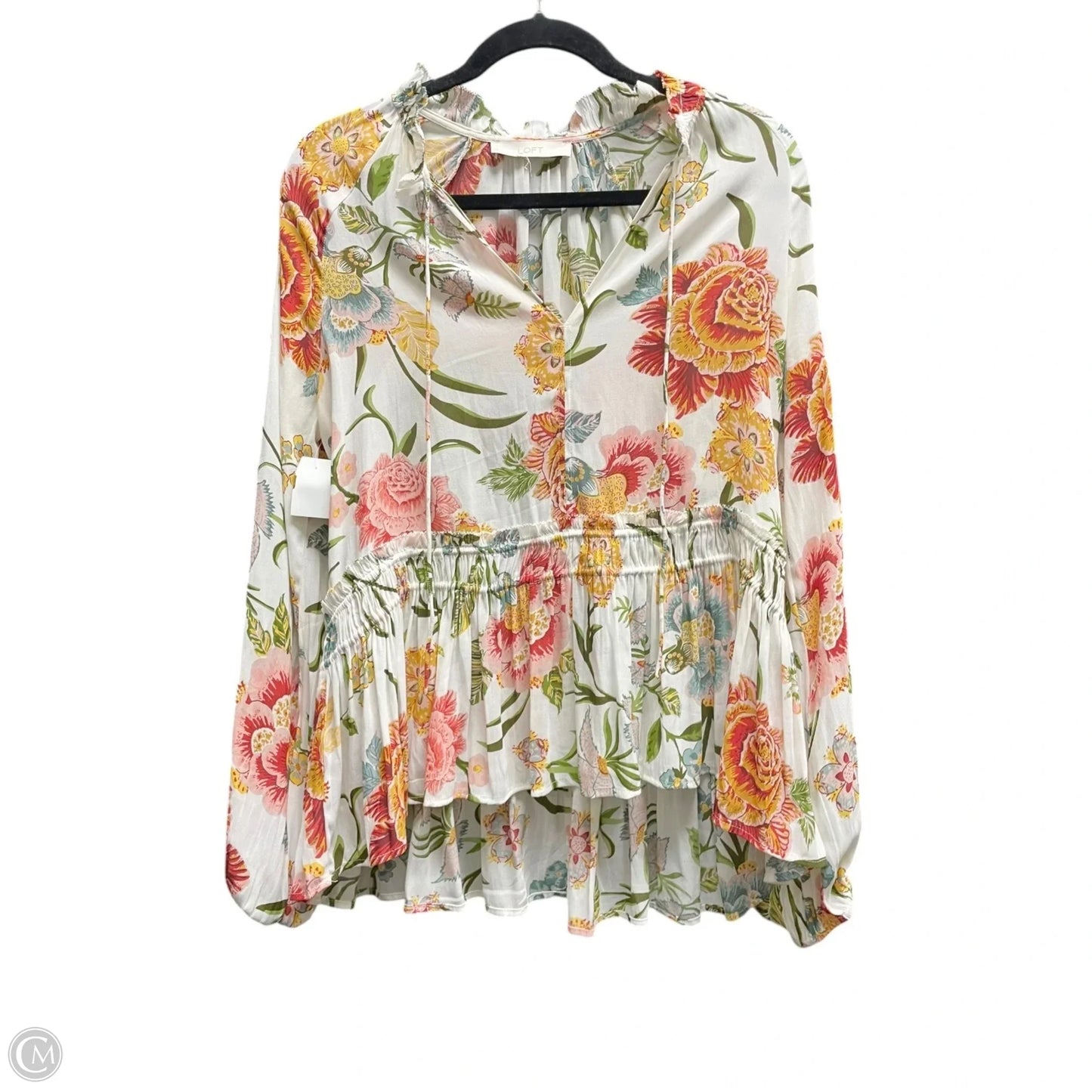Top Long Sleeve By Loft In Floral Print, Size: M