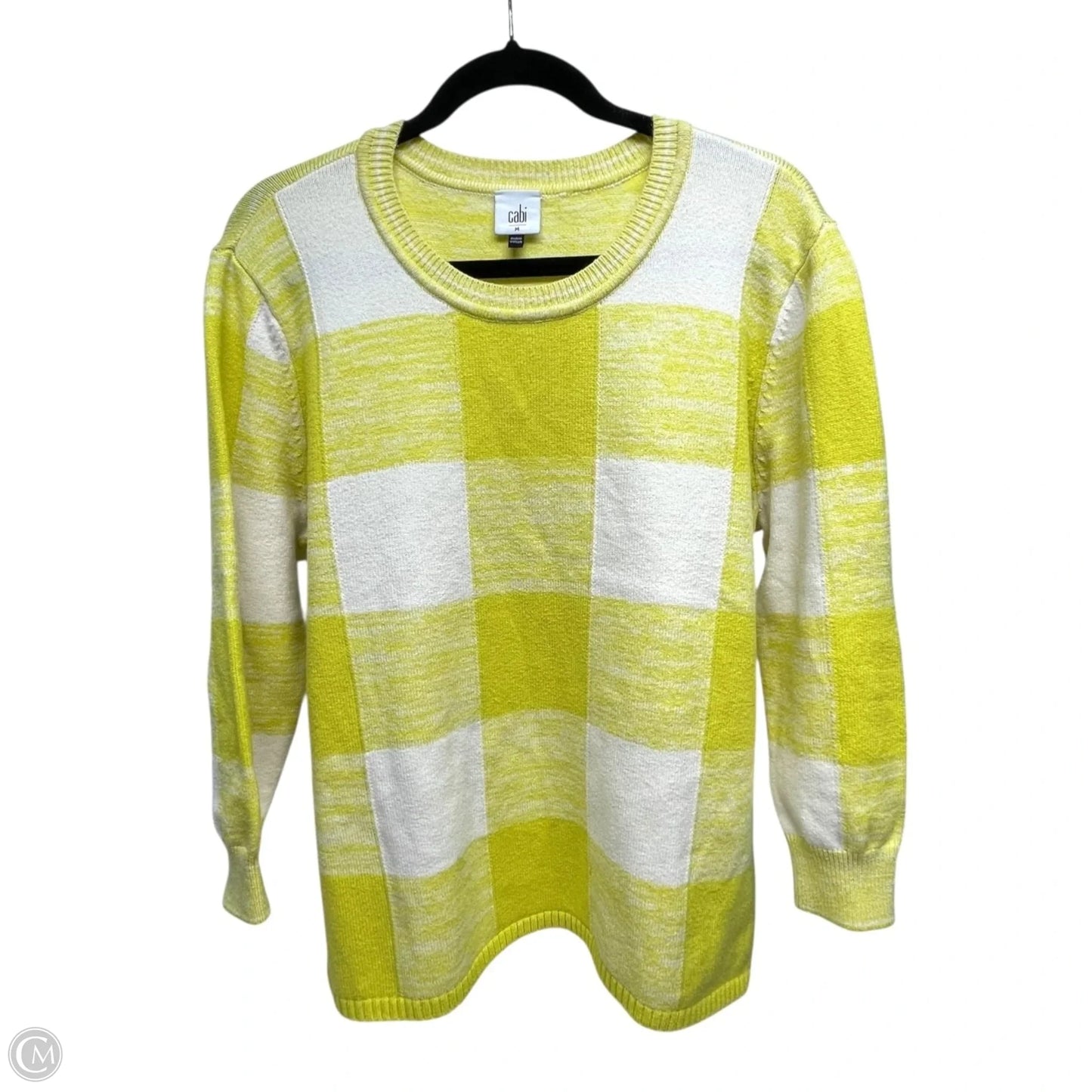 Sweater By Cabi In White & Yellow, Size: M
