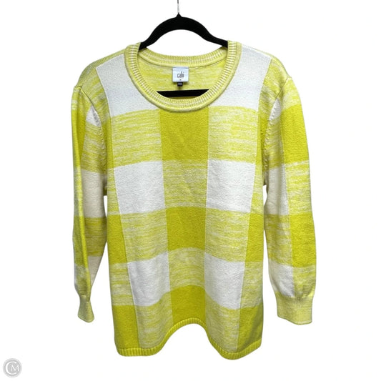 Sweater By Cabi In White & Yellow, Size: M