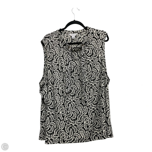 Top Sleeveless By Liz Claiborne In Black & Cream, Size: 3x