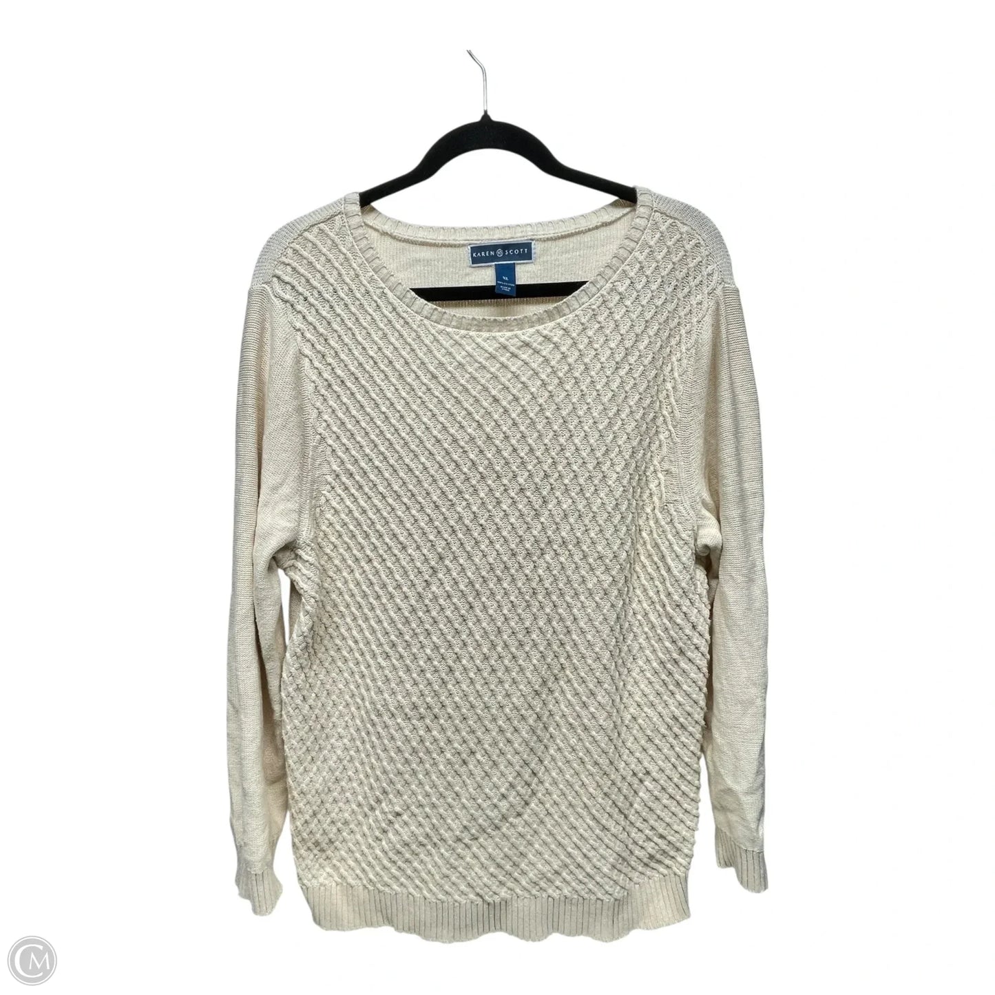 Sweater By Karen Scott In Cream, Size: Xl