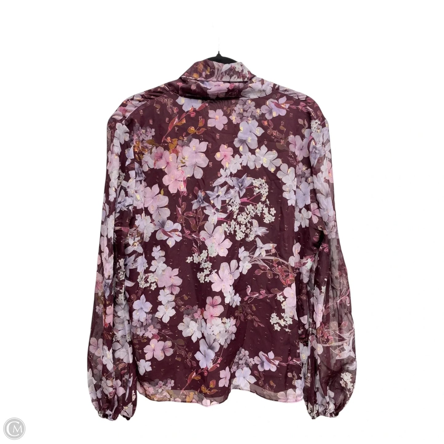 Blouse Long Sleeve By Ted Baker In Floral Print, Size: Xl