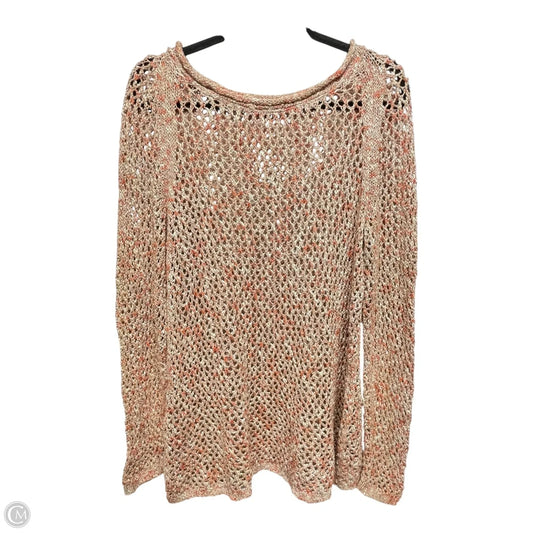 Sweater Designer By Lafayette 148 In Orange & Tan, Size: Xl