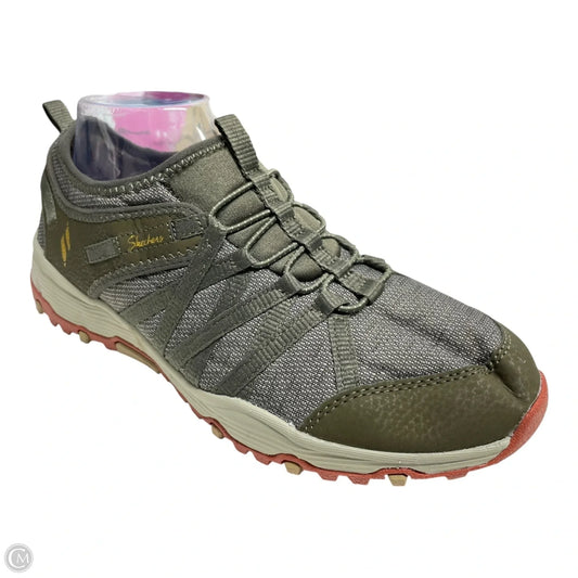 Shoes Sneakers By Skechers In Green & Grey, Size: 8