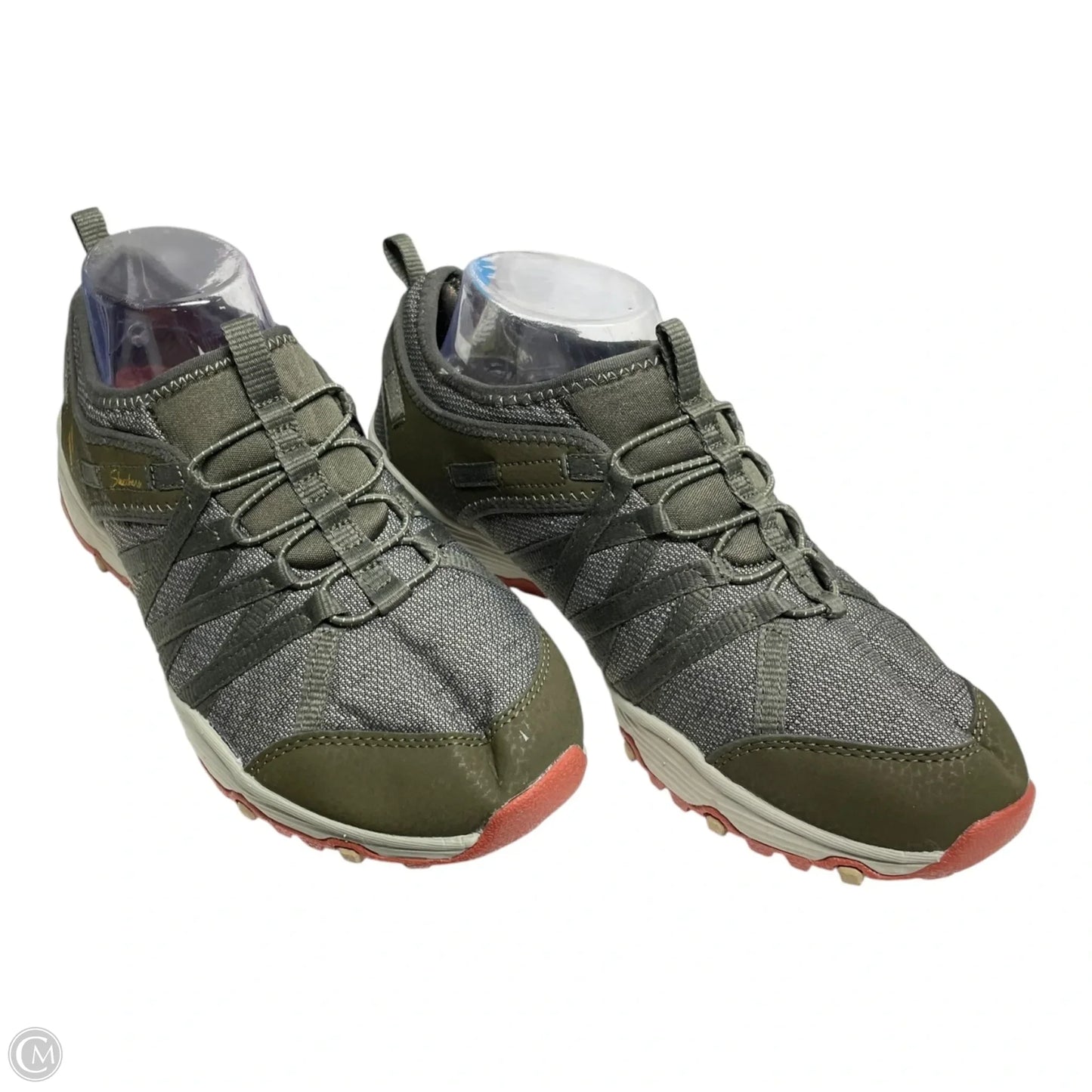 Shoes Sneakers By Skechers In Green & Grey, Size: 8