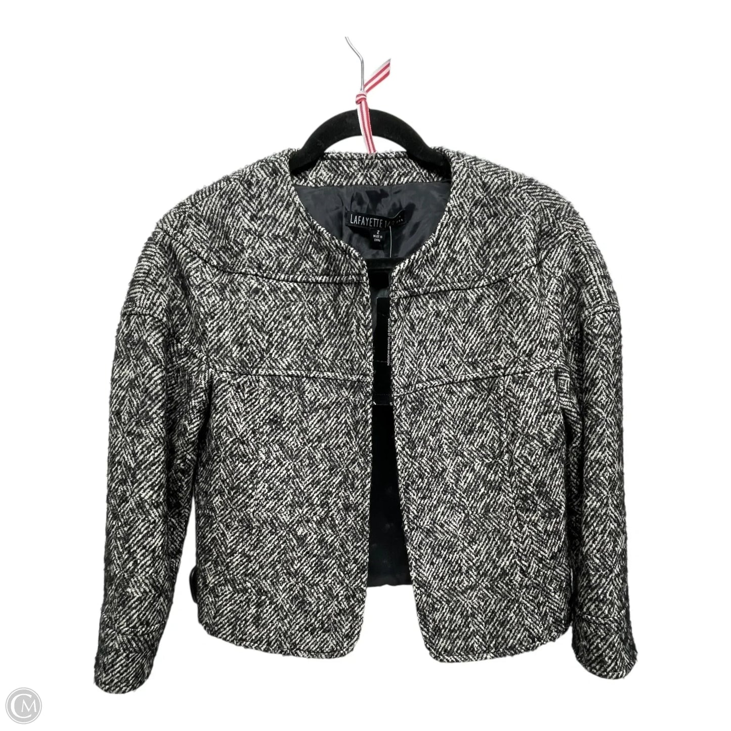 Blazer Designer By Lafayette 148 In Black & Cream, Size: 2