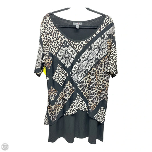 Top Short Sleeve By Style And Company In Animal Print, Size: Xl