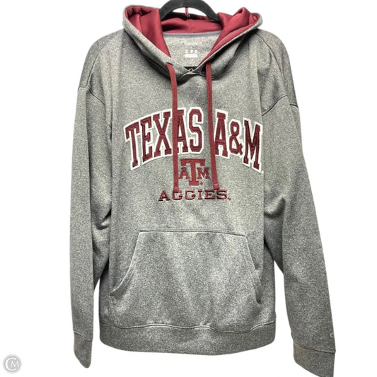 Sweatshirt Hoodie By Champion In Grey & Red, Size: L