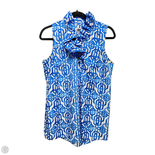 Top Sleeveless By Mudpie In Blue & White, Size: M