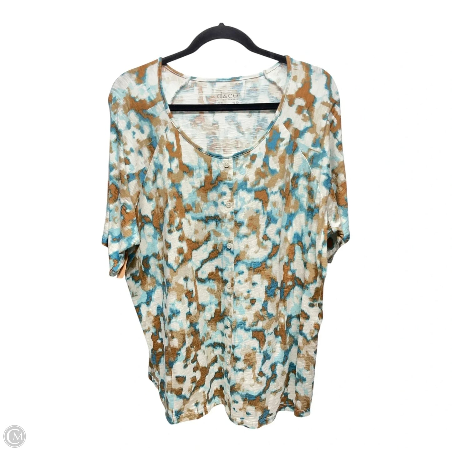 Top Short Sleeve By D&co. In Multi-colored, Size: 1x
