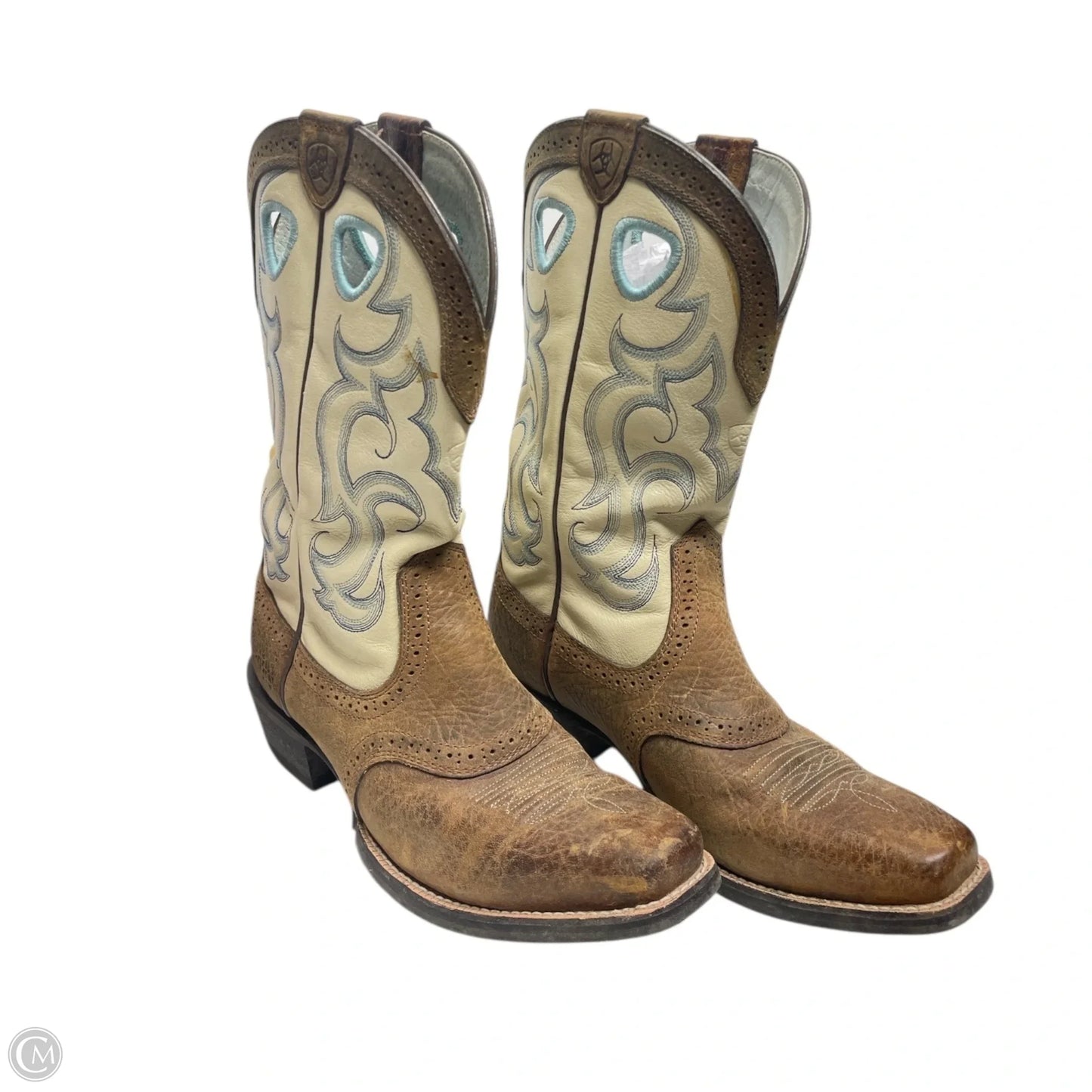 Boots Western By Ariat In Cream & Tan, Size: 7.5
