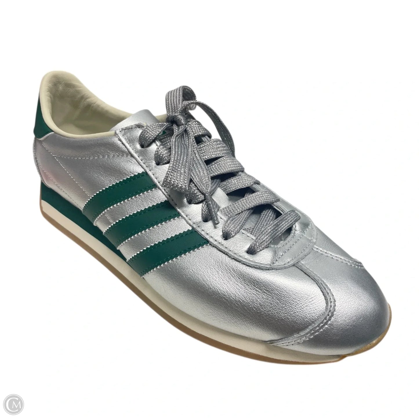 Shoes Sneakers By Adidas In Green & Silver, Size: 9