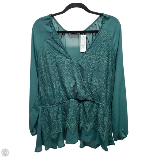 Blouse Long Sleeve By New York And Co In Green, Size: Xxl