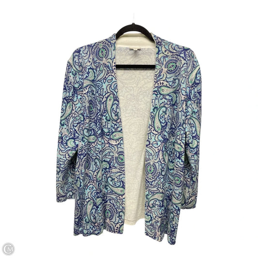 Sweater Cardigan By Talbots In Paisley Print, Size: L