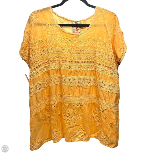 Top Short Sleeve Designer By Johnny Was In Orange, Size: L