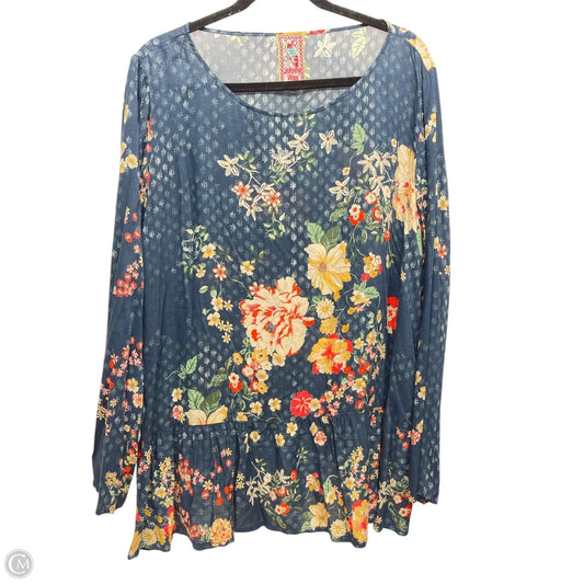 Blouse Designer By Johnny Was In Floral Print, Size: Xl