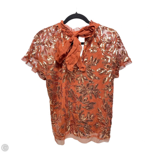 Top Short Sleeve By Anthropologie In Orange, Size: Xs