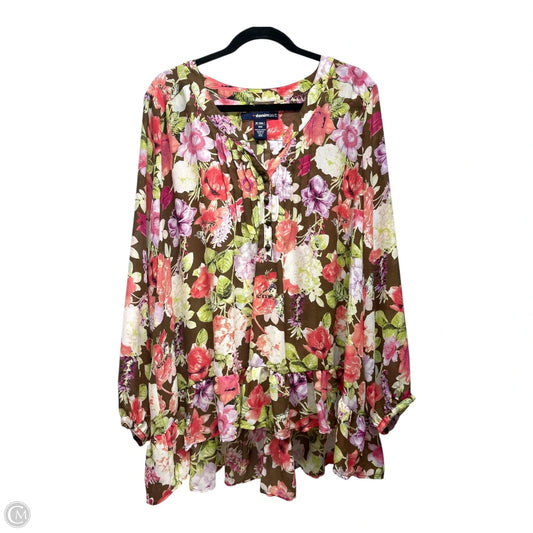 Blouse Long Sleeve By Denim 24/7 In Floral Print, Size: 2x